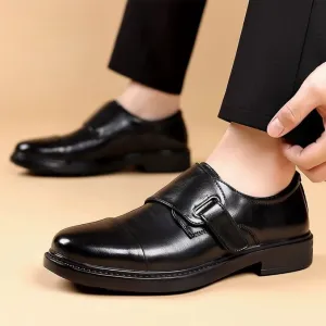 Men's Business Dress Cap Toe Oxford Leather Shoes Top Layer Cowhide Monk-Shoe Genuine Leather Block Shoes Men's Shoes Suit Shoes