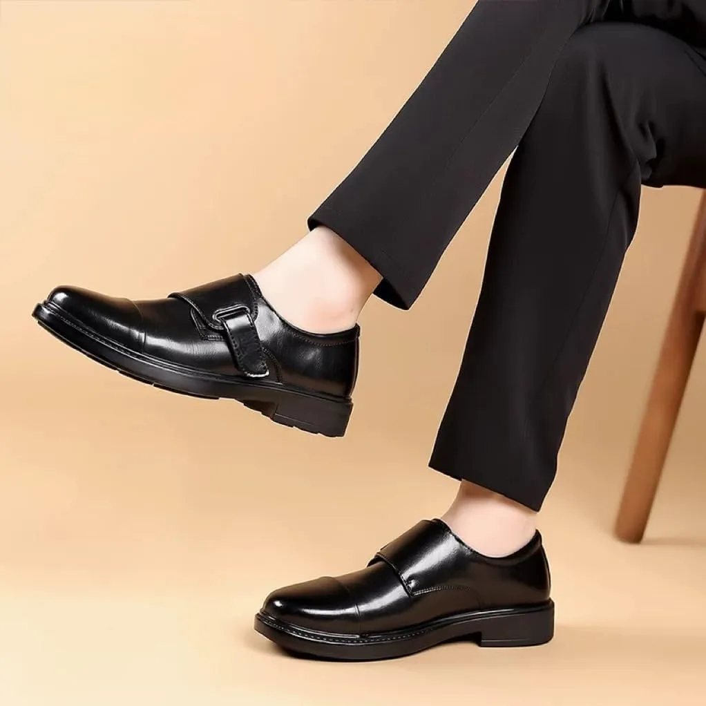 Men's Business Dress Cap Toe Oxford Leather Shoes Top Layer Cowhide Monk-Shoe Genuine Leather Block Shoes Men's Shoes Suit Shoes