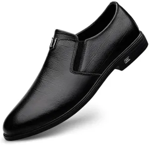 Men's Casual Business Formal Shoes Genuine Leather Oxford Shoes Mens Slip On Wingtip Derby Shoes(Black,7.5)