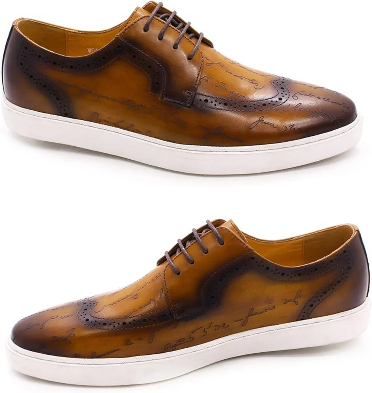 Mens Casual Shoes Flat Shoes Genunie Leather Wingtip Brogues Dress Derby Modern Shoes Men's Fashion Prom Wedding Business Oxfords Comfortable Tuxedo Shoes for Men