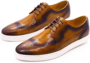 Mens Casual Shoes Flat Shoes Genunie Leather Wingtip Brogues Dress Derby Modern Shoes Men's Fashion Prom Wedding Business Oxfords Comfortable Tuxedo Shoes for Men