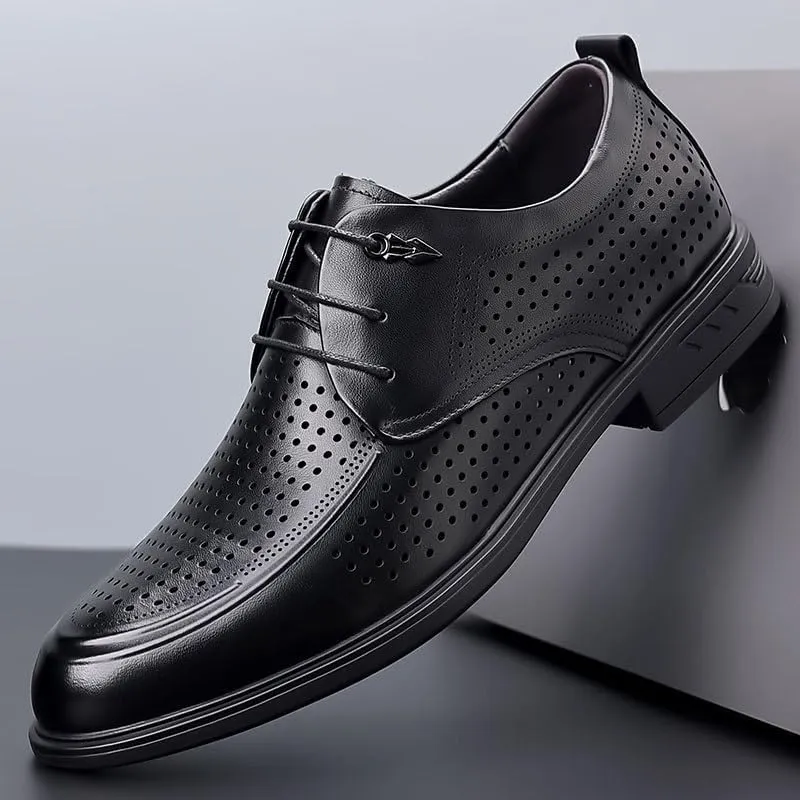 Men's Classic Business Lace Up Mesh Dress Shoes Modern Wedding Office Work Tuxedo Derby Shoes for Men