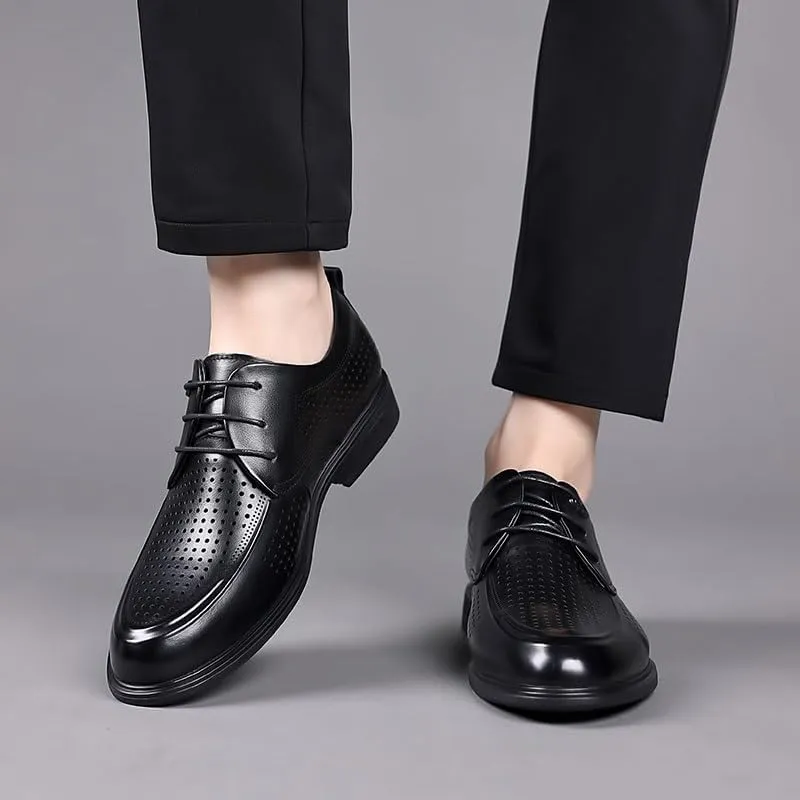 Men's Classic Business Lace Up Mesh Dress Shoes Modern Wedding Office Work Tuxedo Derby Shoes for Men