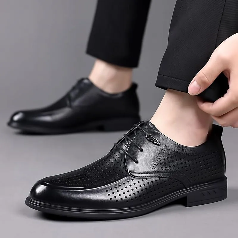 Men's Classic Business Lace Up Mesh Dress Shoes Modern Wedding Office Work Tuxedo Derby Shoes for Men
