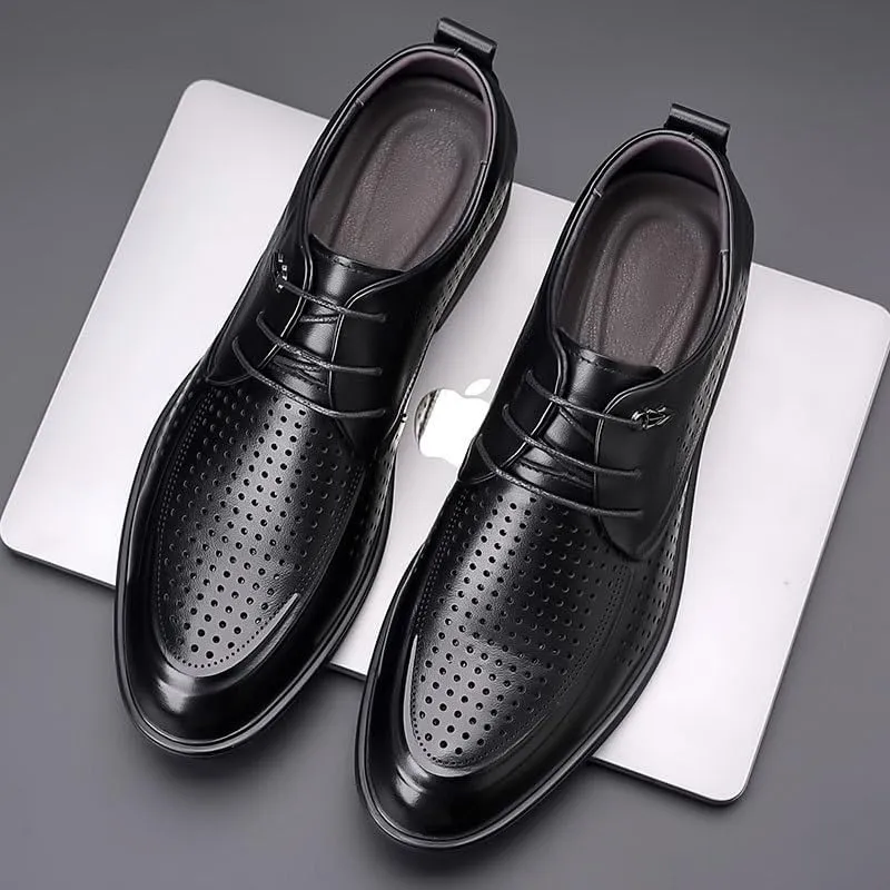 Men's Classic Business Lace Up Mesh Dress Shoes Modern Wedding Office Work Tuxedo Derby Shoes for Men