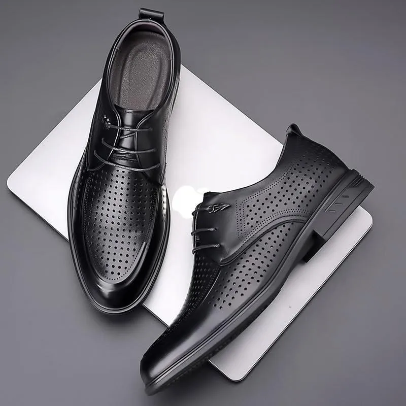 Men's Classic Business Lace Up Mesh Dress Shoes Modern Wedding Office Work Tuxedo Derby Shoes for Men