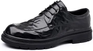 Mens Classic Formal Oxfords Shoes Mens Wedding Business Dress Shoes Lace-up Patent Leather Tuxedo Derby Shoes for Men