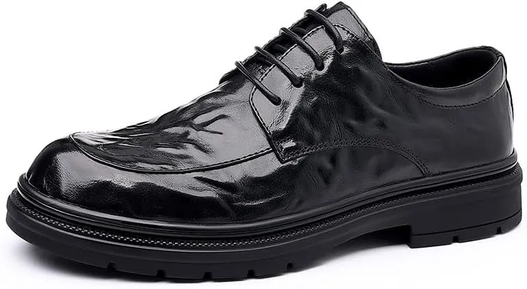 Mens Classic Formal Oxfords Shoes Mens Wedding Business Dress Shoes Lace-up Patent Leather Tuxedo Derby Shoes for Men