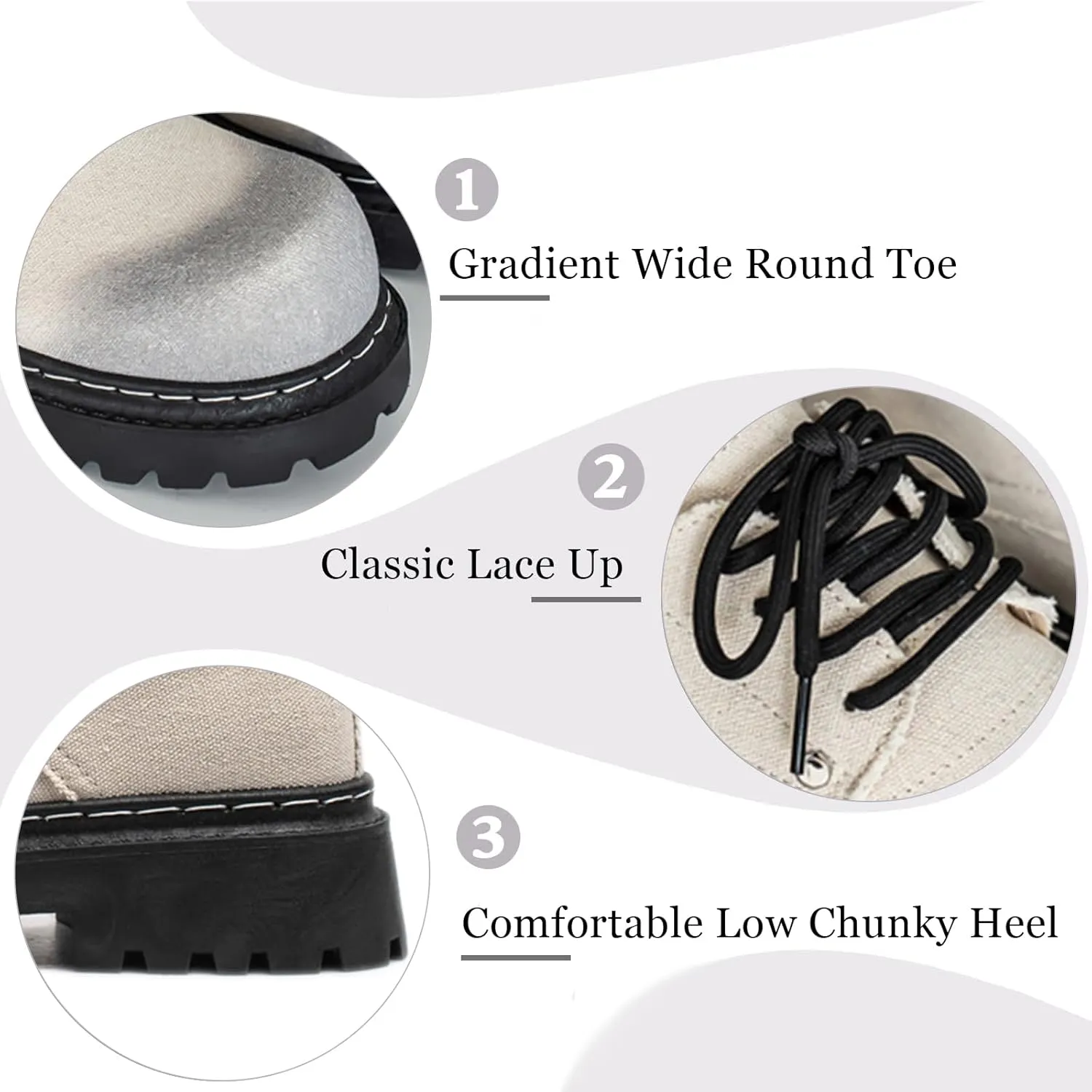 Men's Denim Lace Up Platform Chunky Heel Oxford Shoes Classic Round Toe Comfortable Anti-Slip Lug Sole Formal Derby Shoes for Wedding Business Dress