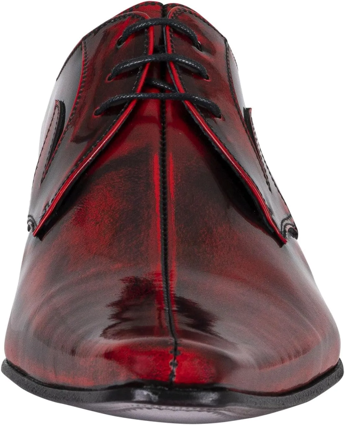 Men's Derby Leather Shoes, Red Polished