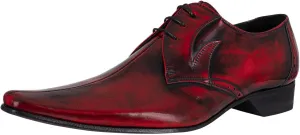 Men's Derby Leather Shoes, Red Polished