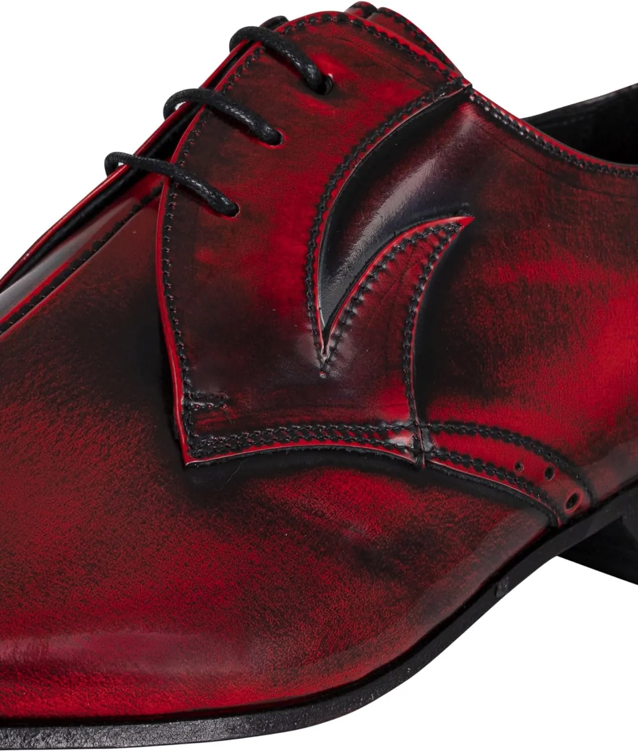 Men's Derby Leather Shoes, Red Polished
