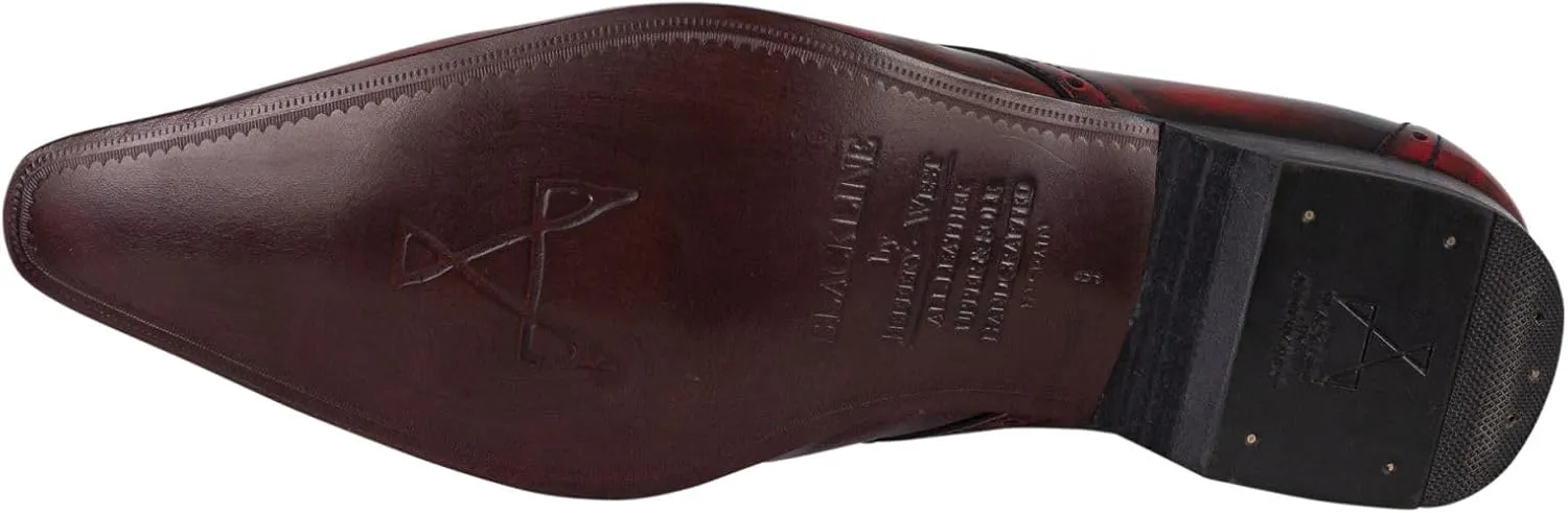 Men's Derby Leather Shoes, Red Polished