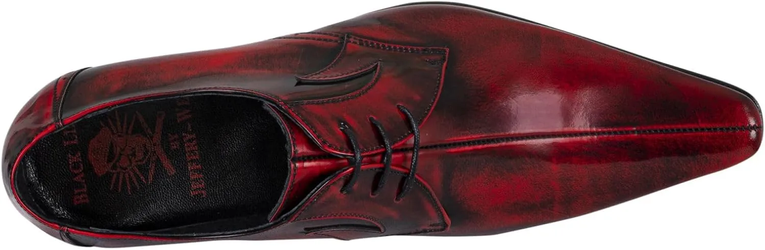 Men's Derby Leather Shoes, Red Polished