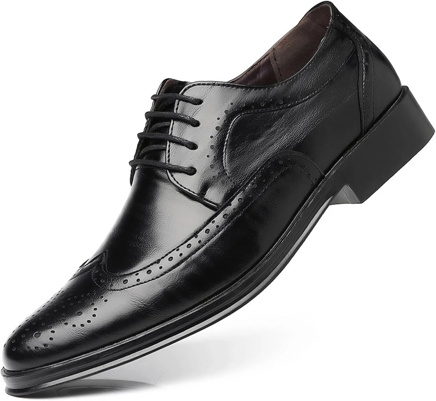 Men's Dress Oxfords Classic Lace Up Wing Tip Brogue Leather Shoes Business Formal Derby Shoes