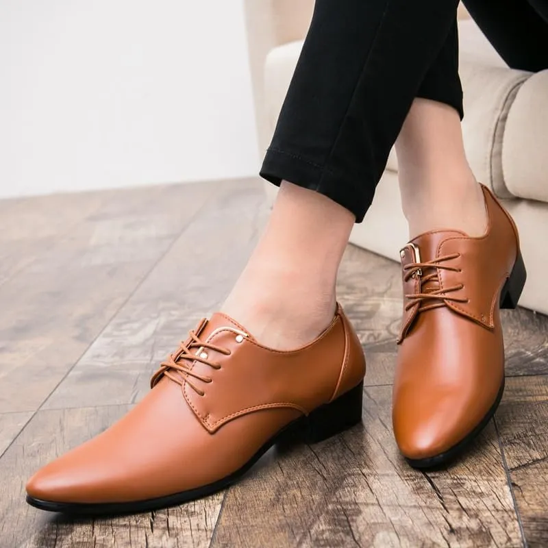 Men's Dress Shoes Genuine Leather Formal Business Mens Oxford Shoes Casual Walking Tuxedo Derby Shoes