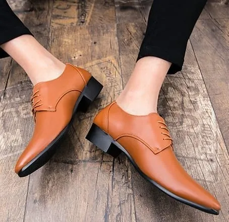 Men's Dress Shoes Genuine Leather Formal Business Mens Oxford Shoes Casual Walking Tuxedo Derby Shoes
