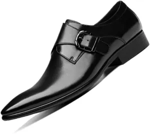 Men's Dress Shoes Lace Up Leather Cap Toe Formal Wedding Shoes Slip-Resistant Rubber Sole Block Heel Low Top Comfortable Stylish Shoes for Work, Parties & Special Occasions
