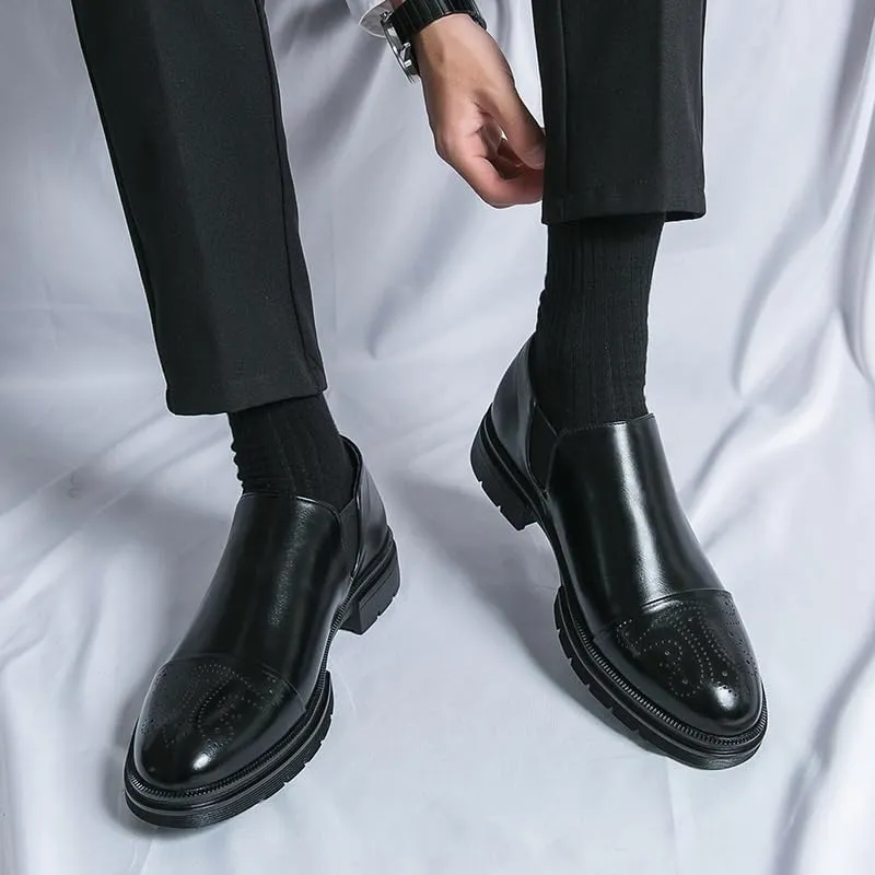 Men's Dress Shoes Slip On Pointed Toe Derbys Classic Formal Business Mens Brogue Oxfords Shoes