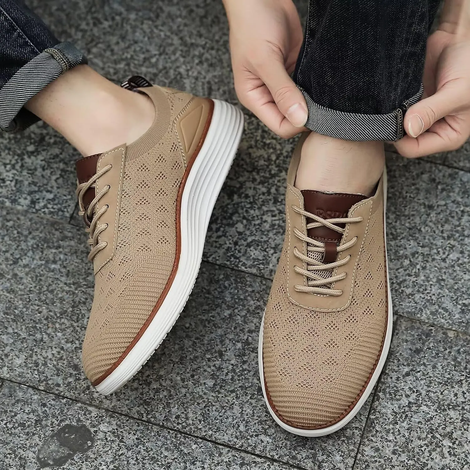 Men's Fashion Dress Sneakers Mesh Oxfords Business Casual Walking Shoes Knit Lightweight Tennis Footwear