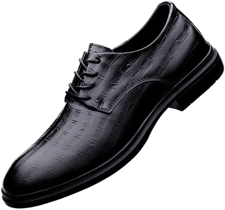 Men's Faux Patent Leather Oxford Shoes - Non-Slip Waterproof Derby Dress Sneakers for Business & Casual Wear