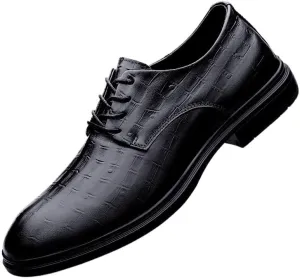 Men's Faux Patent Leather Oxford Shoes - Non-Slip Waterproof Derby Dress Sneakers for Business & Casual Wear