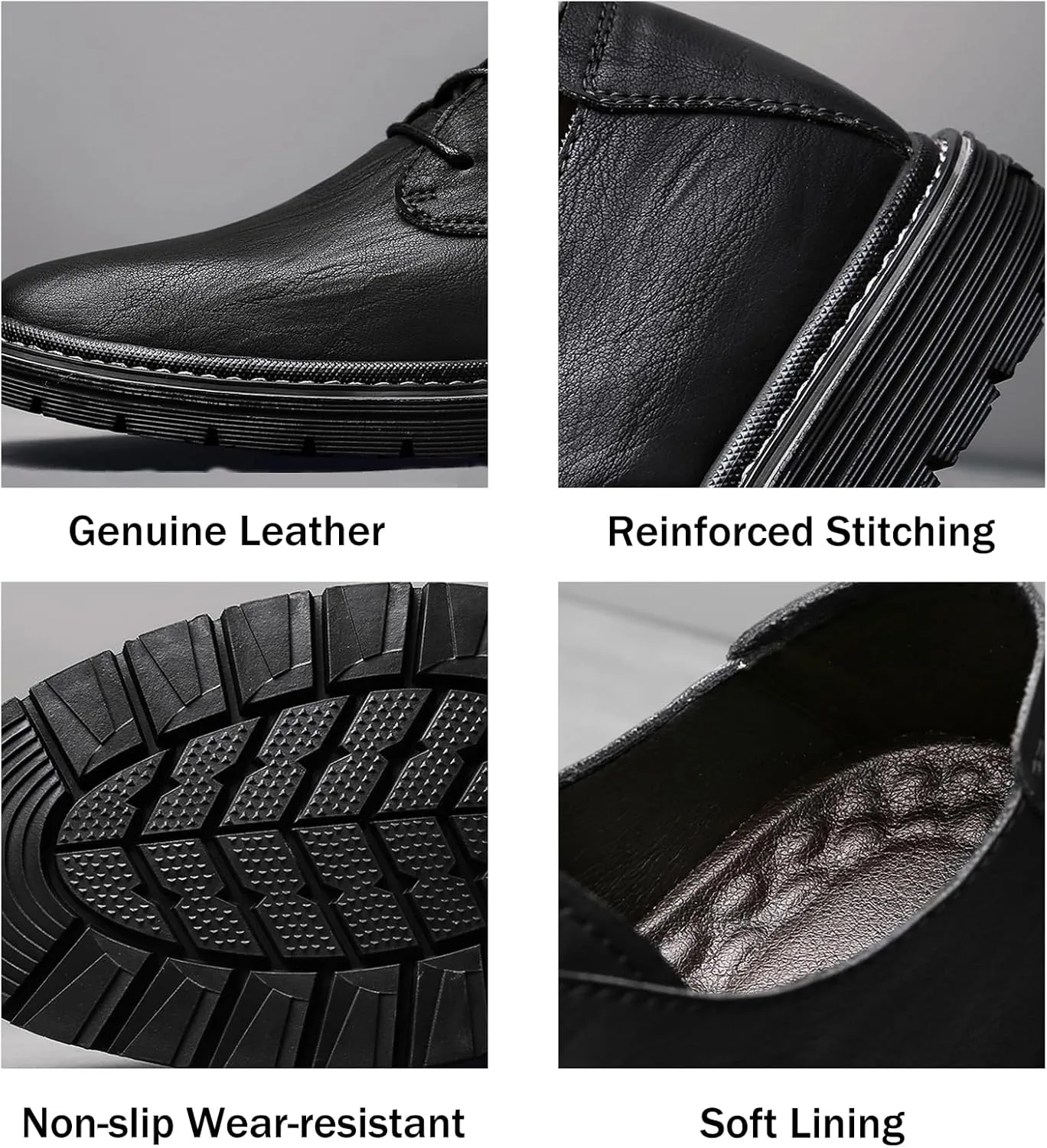 Men's Genuine Leather Dress Oxfords Shoes,Fashion Lace up Hand Stitched Round-Toe Soft Sole Derby Shoes,Casual Low Top Non-Slip Business Formal Shoes