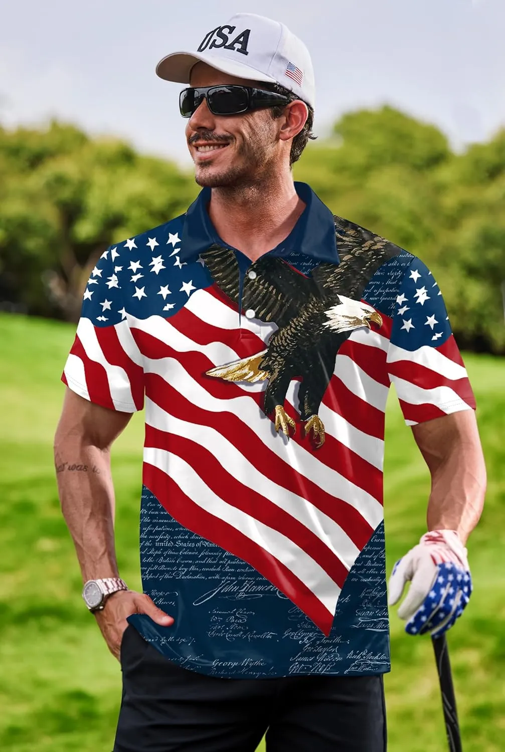 Men's Golf Polo Shirts Moisture Wicking Athletic Polos Dry Fit Performance Shirt (S-XXL)