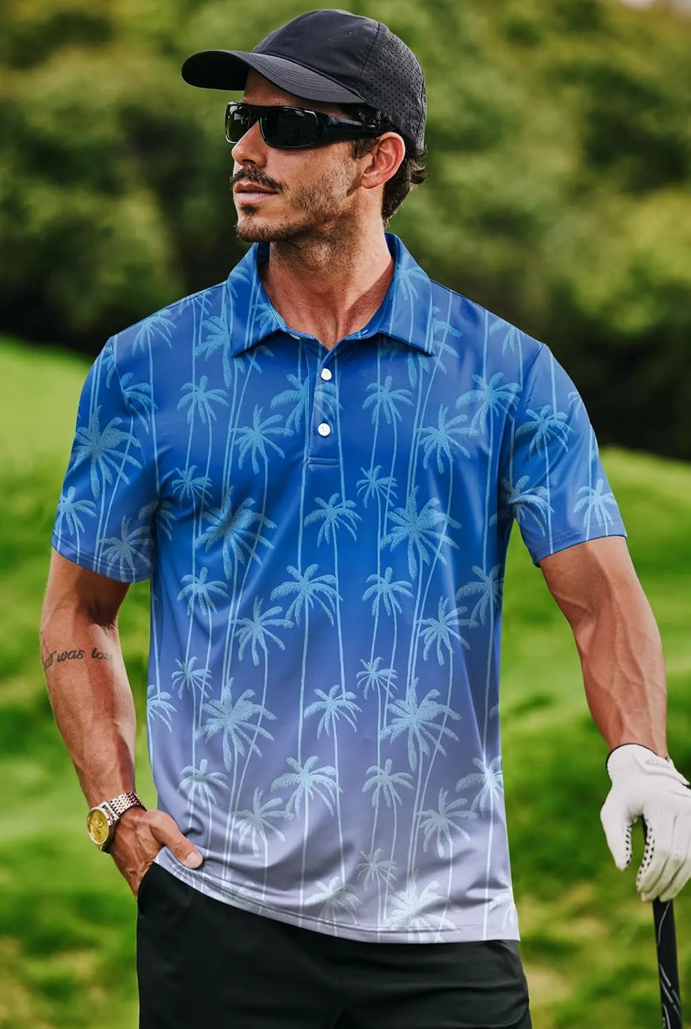 Men's Golf Polo Shirts Moisture Wicking Athletic Polos Dry Fit Performance Shirt (S-XXL)