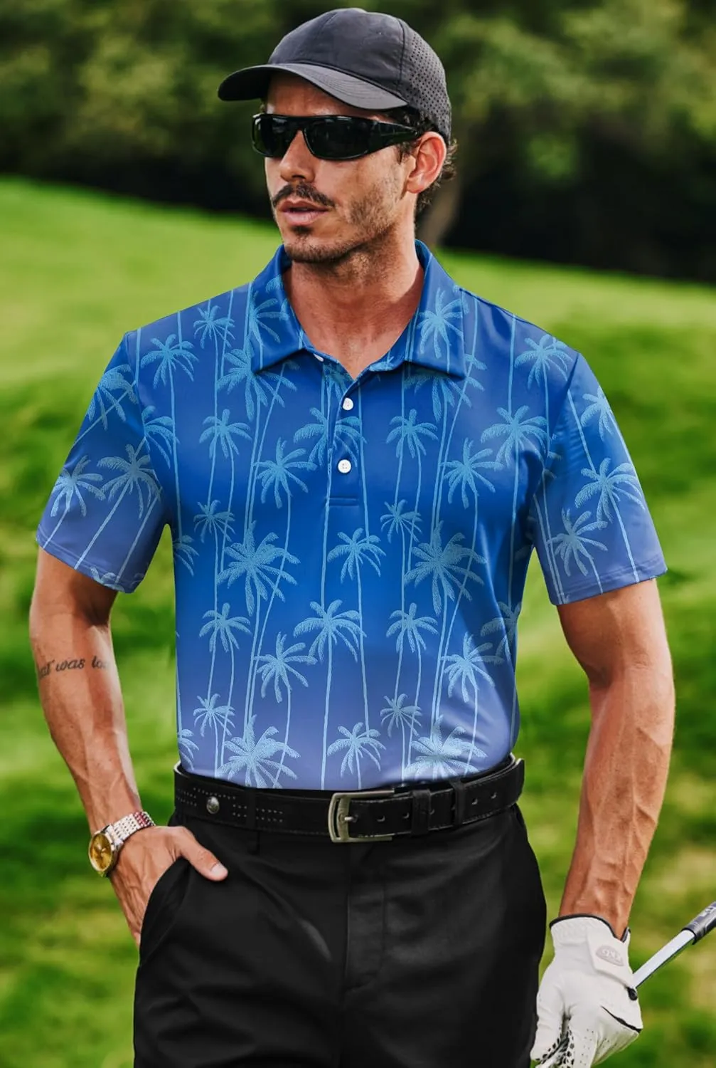 Men's Golf Polo Shirts Moisture Wicking Athletic Polos Dry Fit Performance Shirt (S-XXL)