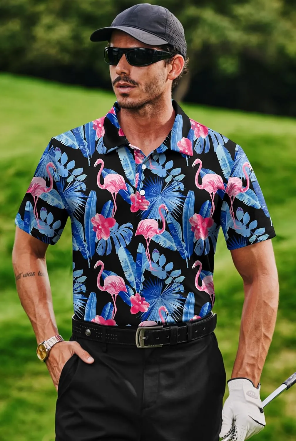 Men's Golf Polo Shirts Moisture Wicking Athletic Polos Dry Fit Performance Shirt (S-XXL)