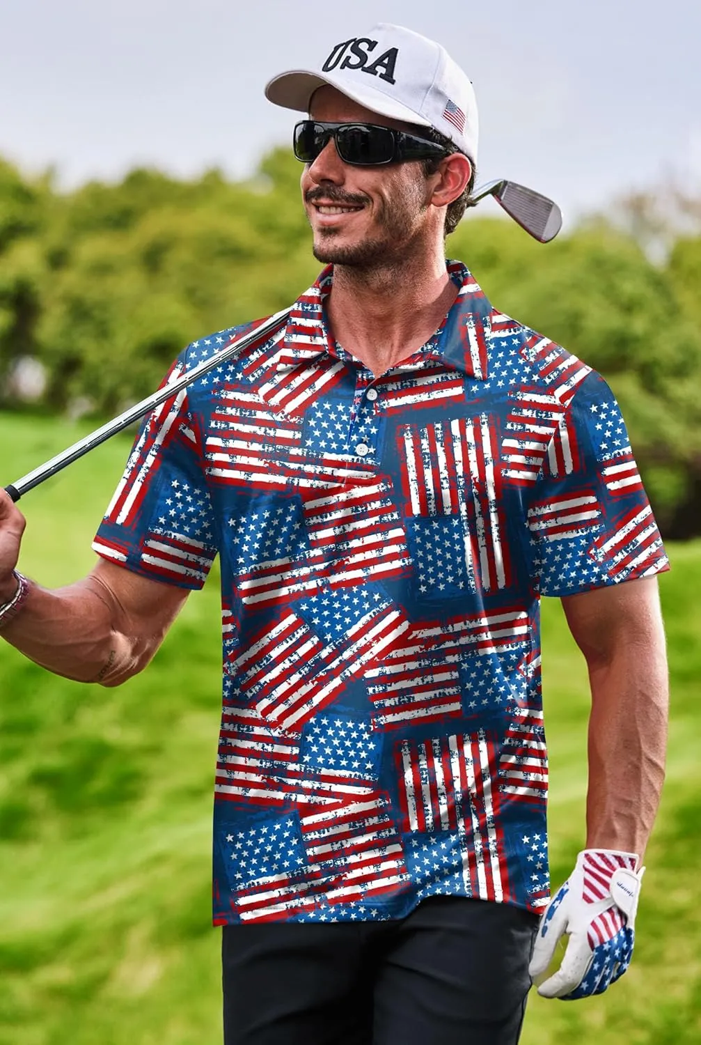 Men's Golf Polo Shirts Moisture Wicking Athletic Polos Dry Fit Performance Shirt (S-XXL)
