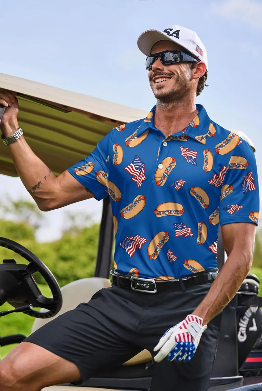Men's Golf Polo Shirts Moisture Wicking Athletic Polos Dry Fit Performance Shirt (S-XXL)