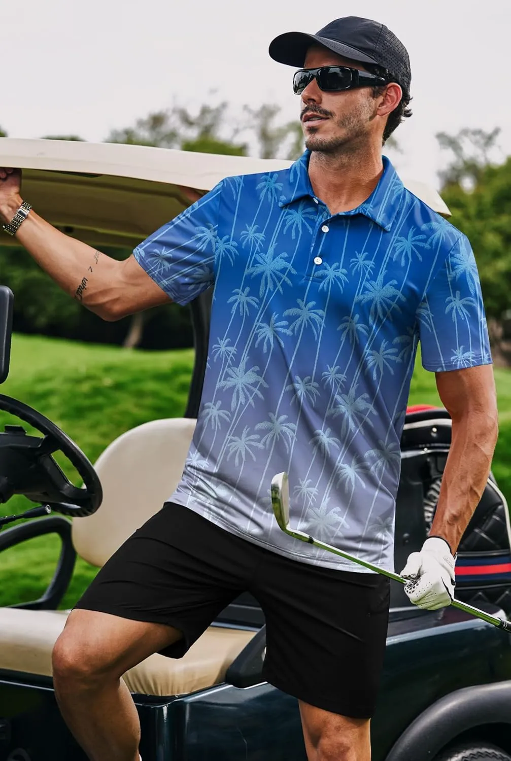 Men's Golf Polo Shirts Moisture Wicking Athletic Polos Dry Fit Performance Shirt (S-XXL)
