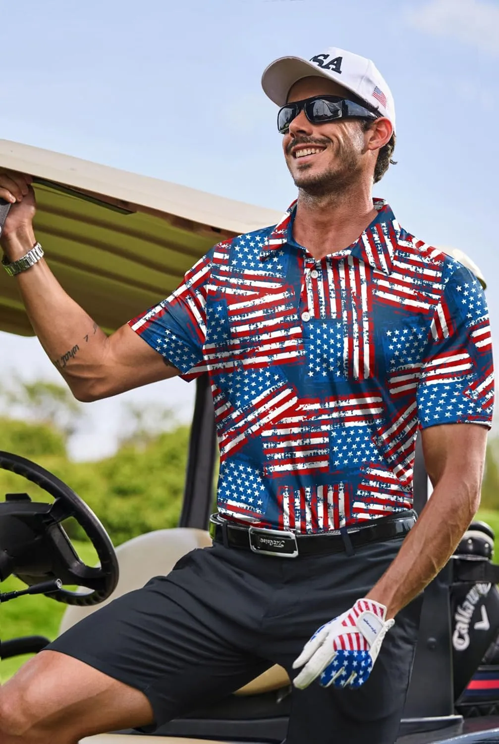 Men's Golf Polo Shirts Moisture Wicking Athletic Polos Dry Fit Performance Shirt (S-XXL)