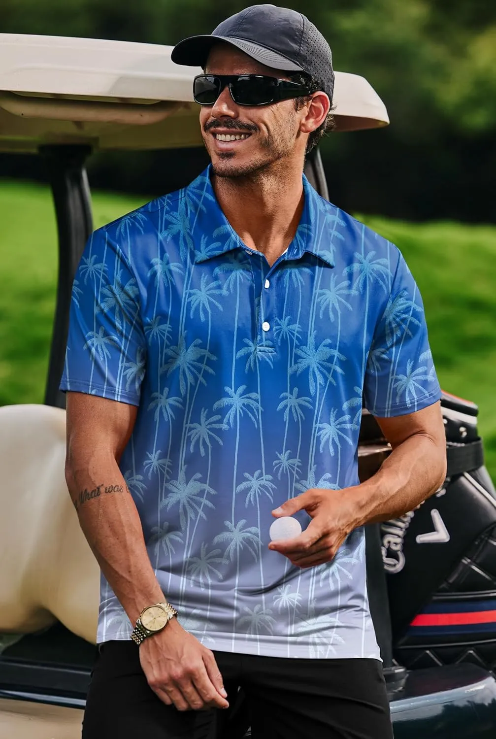 Men's Golf Polo Shirts Moisture Wicking Athletic Polos Dry Fit Performance Shirt (S-XXL)
