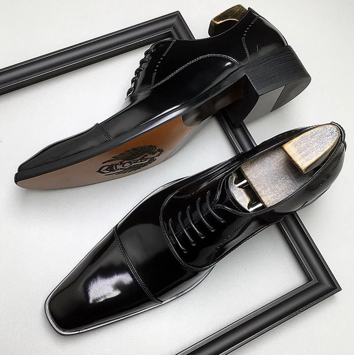 Men's Handcrafted Oxford Dress Shoes | Genuine Leather Brogue Derby for Business/Wedding/Tuxedo | Cushioned Outsole Formal Shoes | Prom & Casual Luxury Footwear