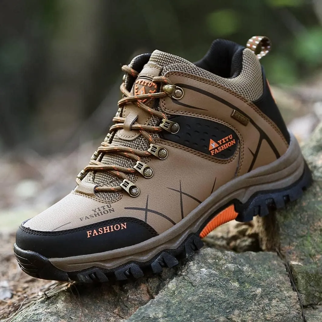 Mens Hiking Boots Non-Slip Outdoor Mid Top Ankle Boot Breathable Hiker Camping Trekking Shoes