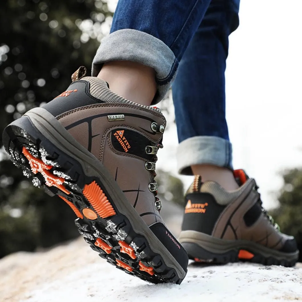 Mens Hiking Boots Non-Slip Outdoor Mid Top Ankle Boot Breathable Hiker Camping Trekking Shoes