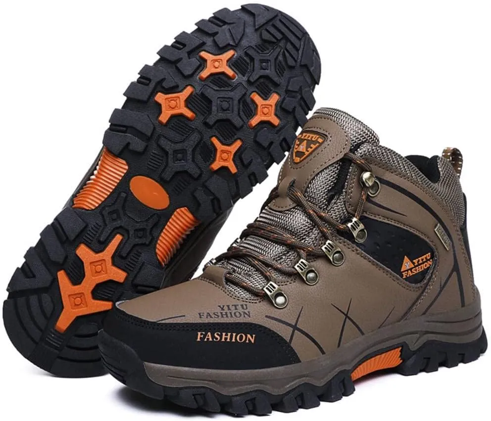 Mens Hiking Boots Non-Slip Outdoor Mid Top Ankle Boot Breathable Hiker Camping Trekking Shoes