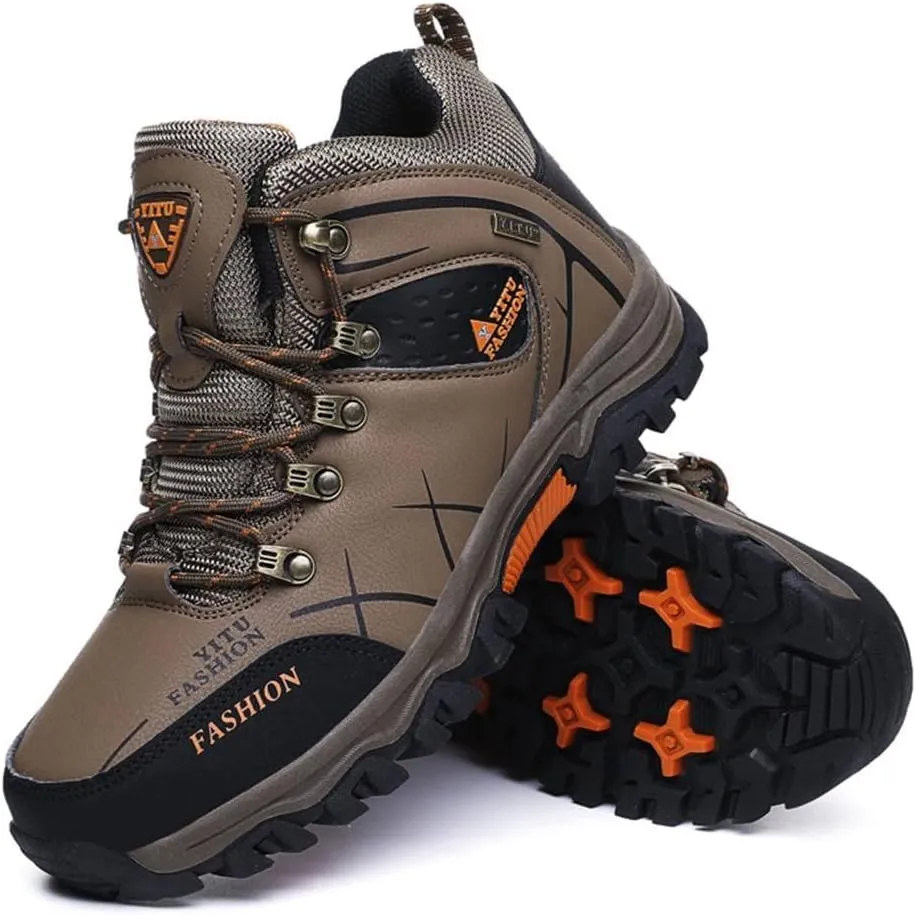 Mens Hiking Boots Non-Slip Outdoor Mid Top Ankle Boot Breathable Hiker Camping Trekking Shoes