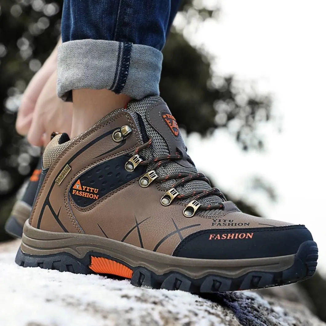 Mens Hiking Boots Non-Slip Outdoor Mid Top Ankle Boot Breathable Hiker Camping Trekking Shoes