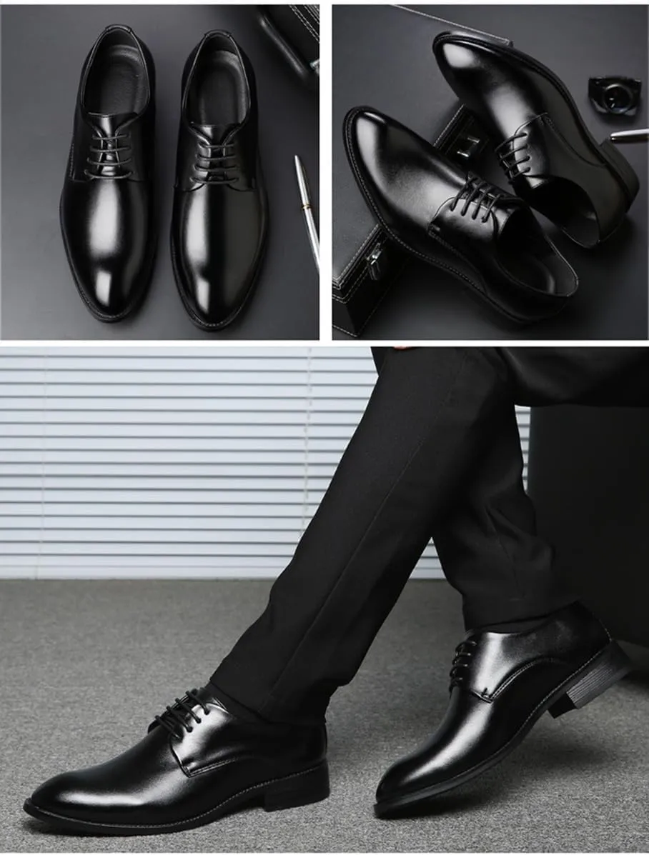 Men's Lace Up Formal Oxford Dress Shoes with Non-Slip Rubber Sole Comfortable Business Derby Shoes