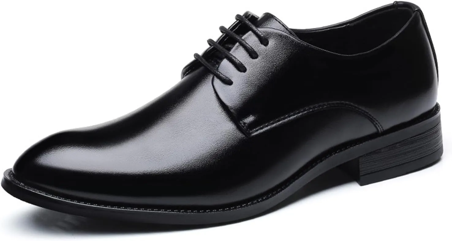 Men's Lace Up Formal Oxford Dress Shoes with Non-Slip Rubber Sole Comfortable Business Derby Shoes