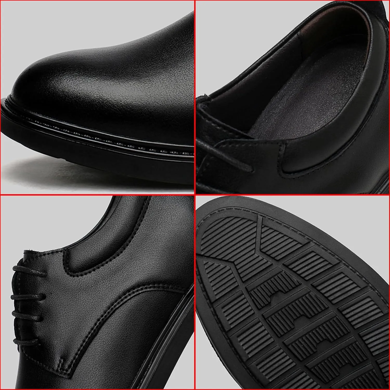 Men's Leather Invisible Height Increasing Elevator Dress Shoes Fashion Classic Cap Toe Low Top Oxfords Shoes Casual Business Formal Derby Shoes - 2.36 Inches Taller