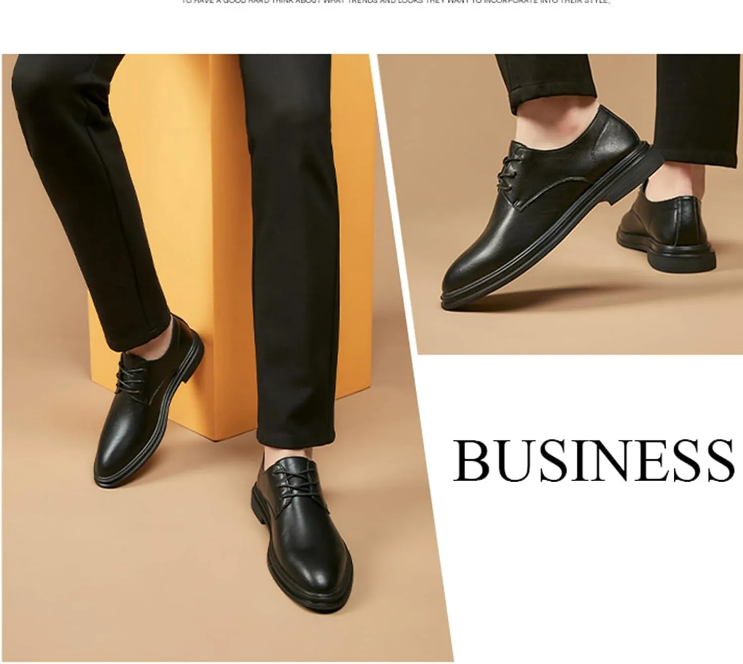 Men's Leather Shoes, Lace-Up Derbys Round Toe Soft Surface Genuine Leather Shoes Business Casual Dress Shoes Gentleman Office Work Wedding Shoes, 40 EU,Black