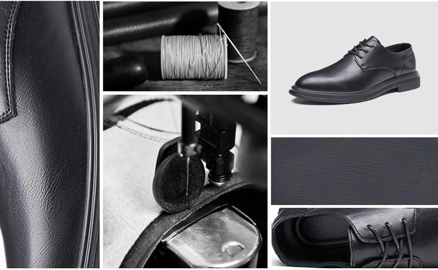 Men's Leather Shoes, Lace-Up Derbys Round Toe Soft Surface Genuine Leather Shoes Business Casual Dress Shoes Gentleman Office Work Wedding Shoes, 40 EU,Black