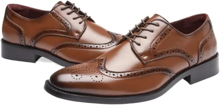 Men's Oxford Dress Shoes, Lace-Up Brogues Formal Shoes for Wedding, Office, Business & Evening - Modern Fashion Work Shoes for Men