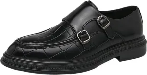 Mens Oxford Dress Shoes Top Grain Leather Slip On Plain Toe Block Heel Anti Slip Rubber Sole Classic Business Wedding Party Casual Outdoor Comfortable