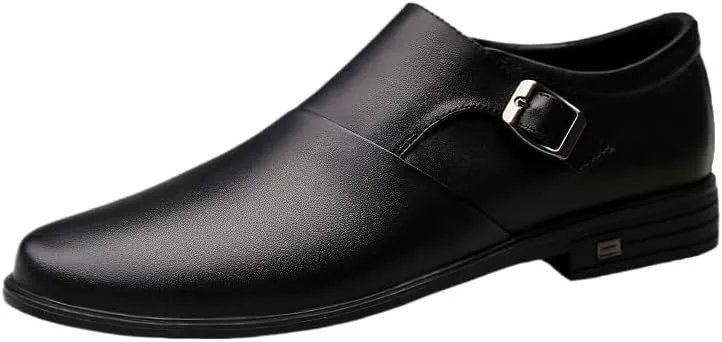 Men's Oxford Lace-Up Dress Shoes, Leather Pointed Tip Formal Shoes, Non-Slip Low Top Block Heel, Comfortable Business & Wedding Shoes for Men